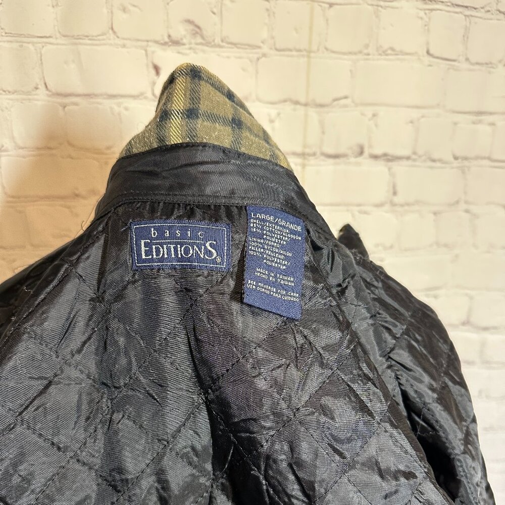 Plaid barn jacket quilted basic editions size lar… - image 4